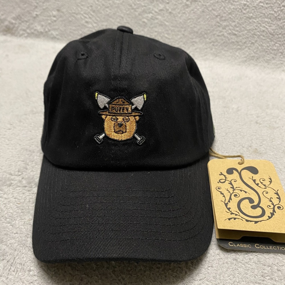 Grassroots California Hat Black Smokey The Bear‎ Puffy Limited Edition RARE NEW